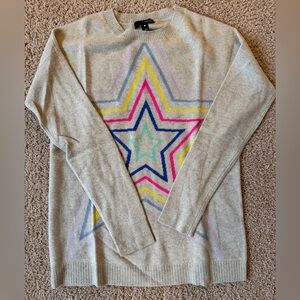 Aqua Cashmere Star Crew Neck Sweater
